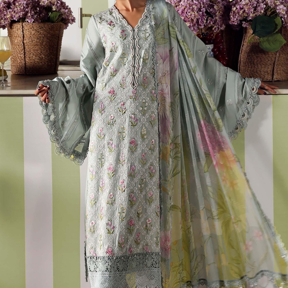 Elegant Floral Embroidered Sage Green Kurta Set - Women Intimates & Sleepwear